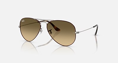 Occhiali da Sole AVIATOR LARGE METAL in Havana su Gunmetal e