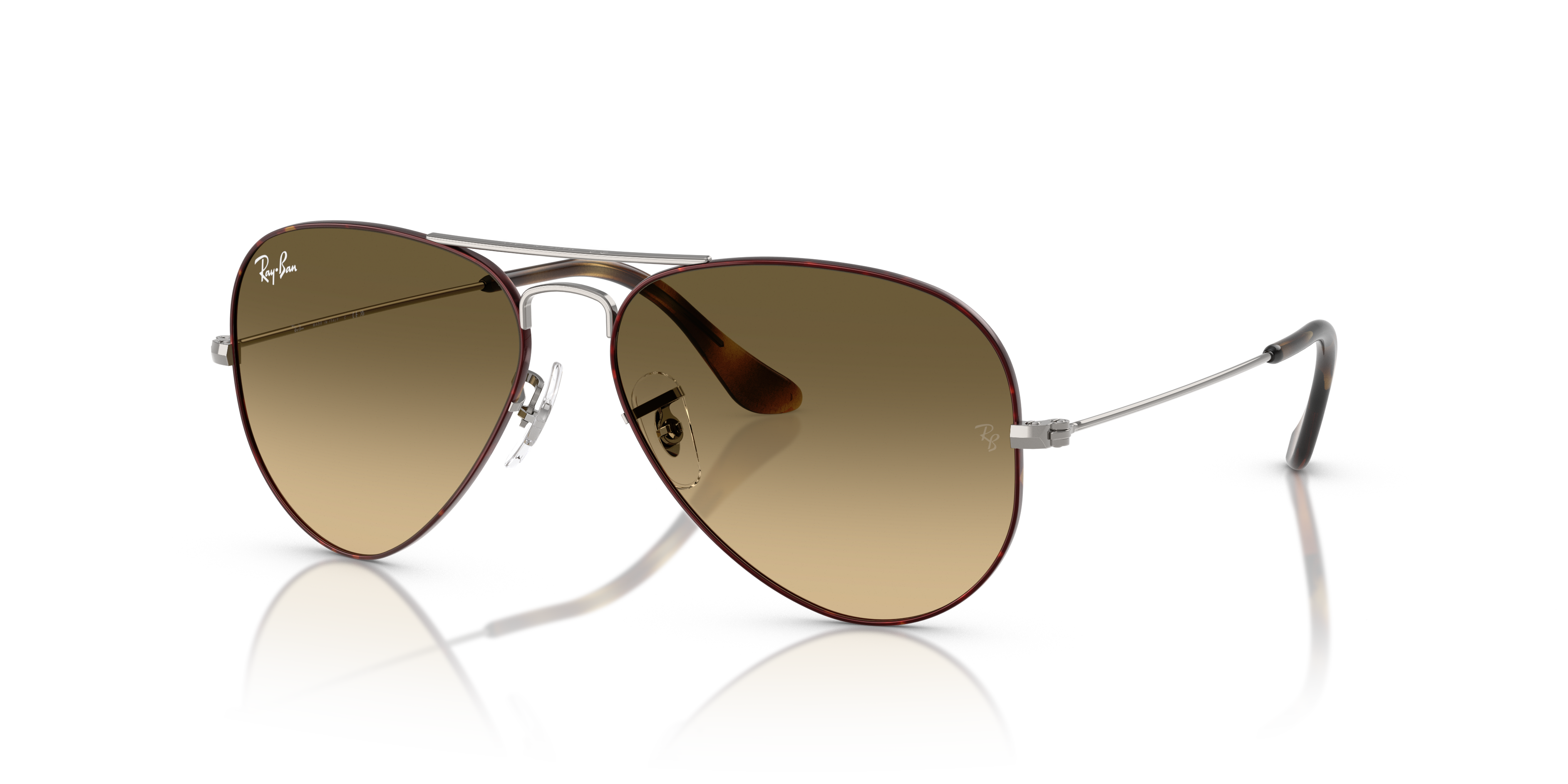AVIATOR LARGE METAL Polished Havana On Gunmetal Frame Brown Vintage Gradient Black Lenses 58-14