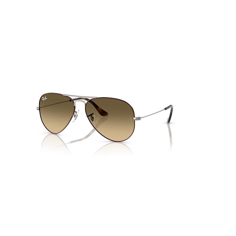 Ray Ban Sunglasses Unisex Aviator Large Metal - Gunmetal Frame Brown Lenses 58-14 In Gunmetal