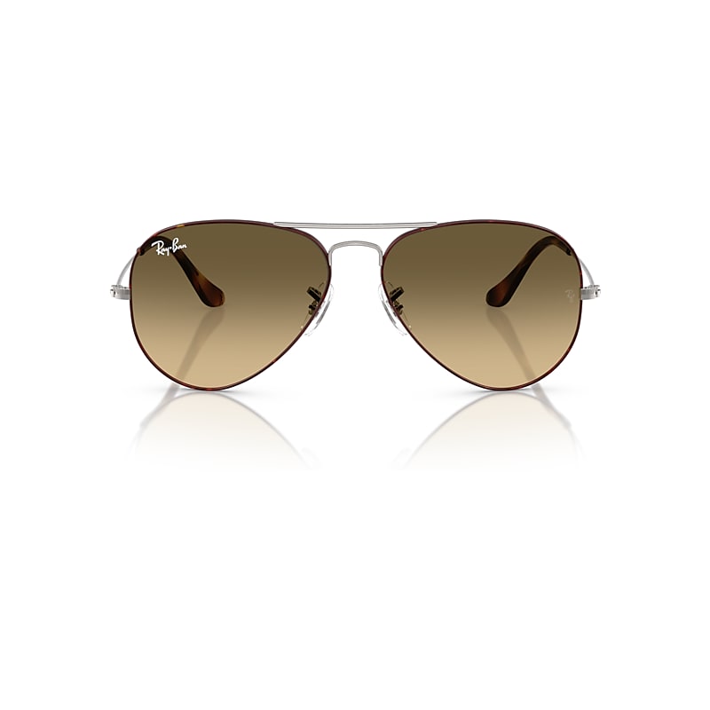 Ray Ban Aviator Large Metal Sunglasses Gunmetal Frame Brown Lenses 62-14 In Gunmetal