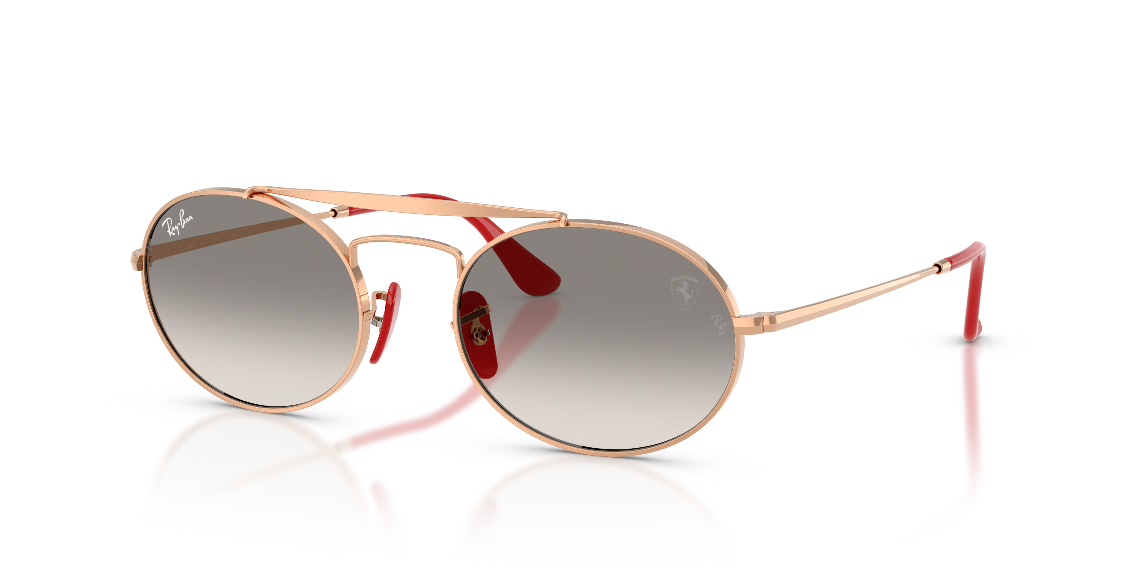 RB3775M SCUDERIA FERRARI COLLECTION Polished Rose Gold Frame Clear Gradient Grey Lenses 54-20