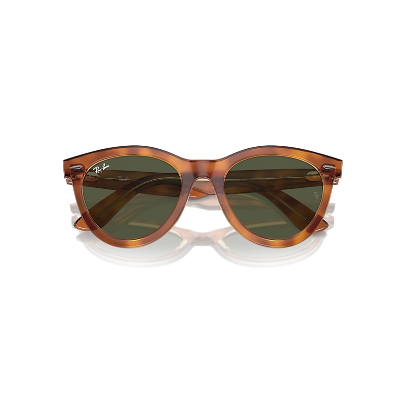 Ray-Ban Wayfarer Way Women's Day Limited Sunglasses Havana On Transparent Brown Frame Green Lenses 51-21
