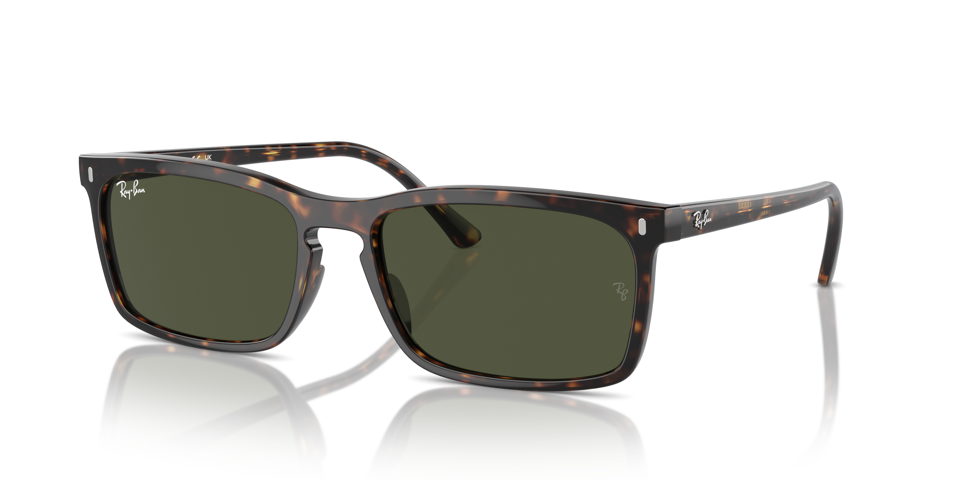 RB4435 Polished Havana Frame Green Lenses 59-18