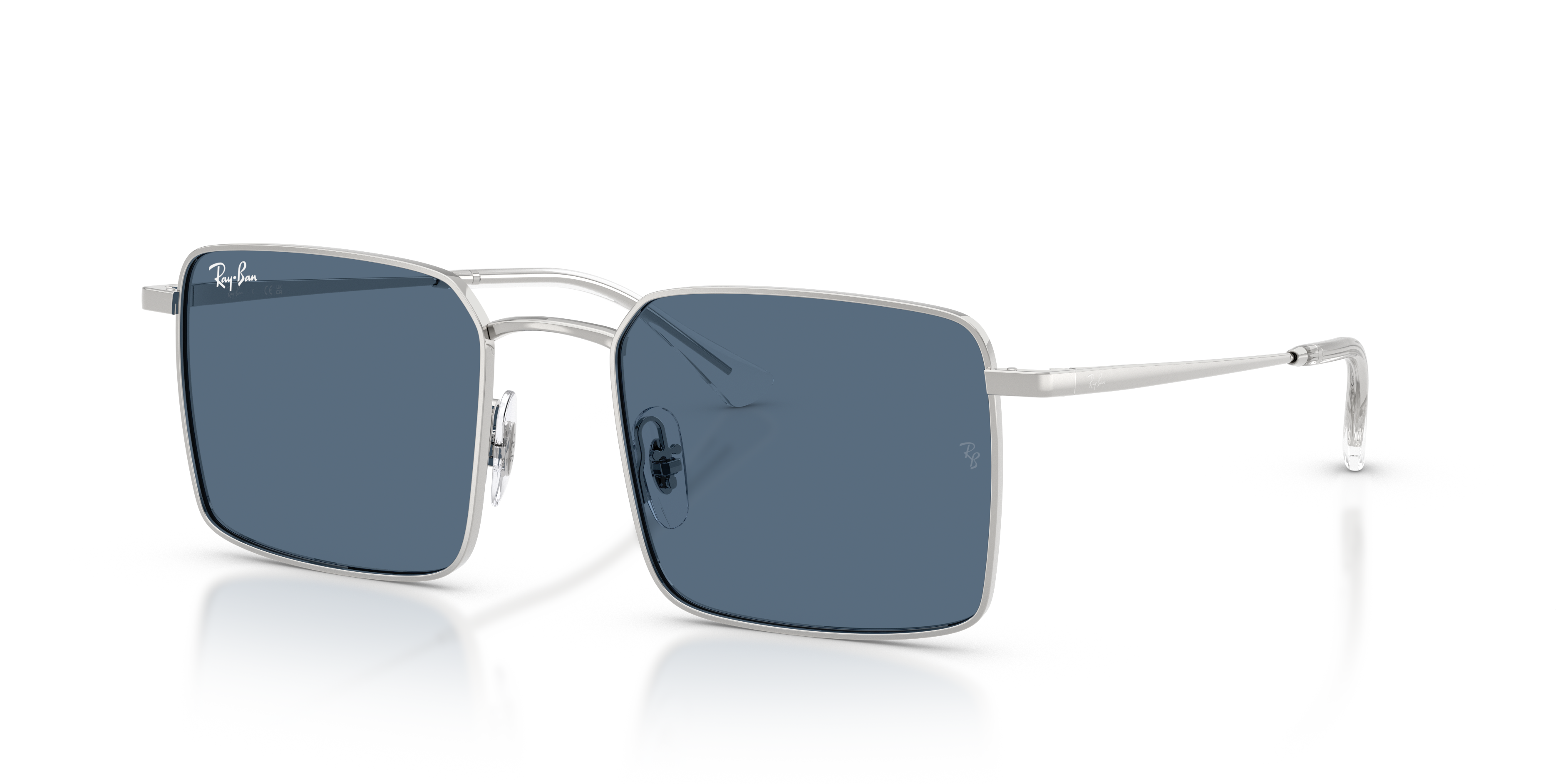 IDAN BIO-BASED Polished Silver Frame Dark Blue Lenses 50-20
