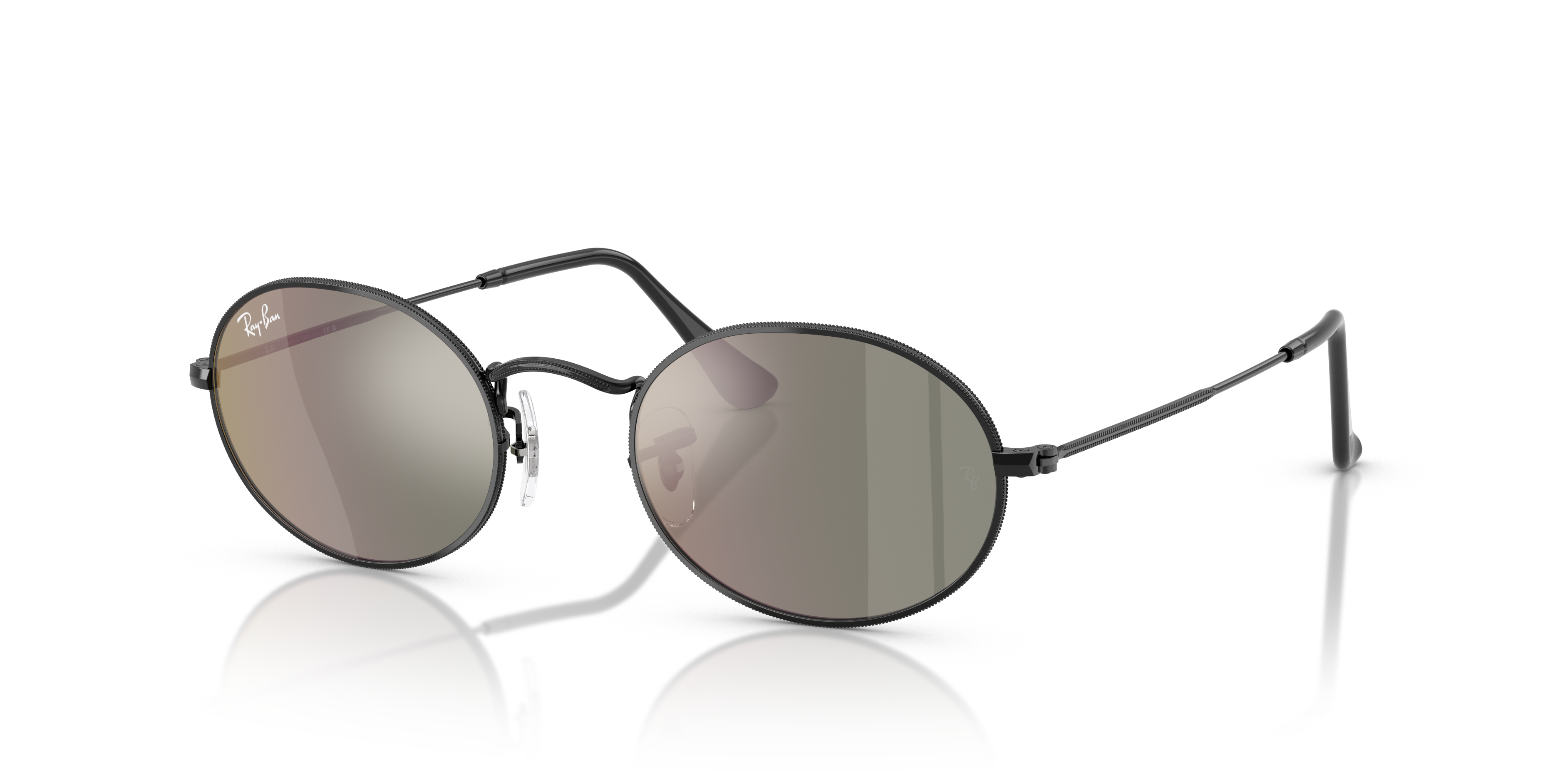 OVAL FLAT LENSES Polished Black Frame Bronze Lenses 51-21