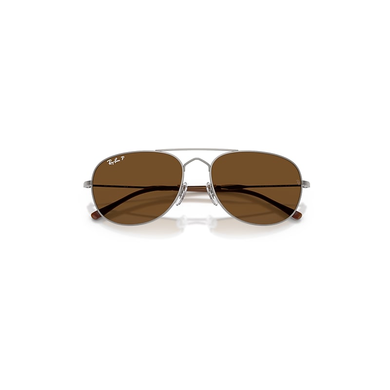Ray Ban Bain Bridge Sunglasses Gunmetal Frame Brown Lenses Polarized 57-17 In Gray