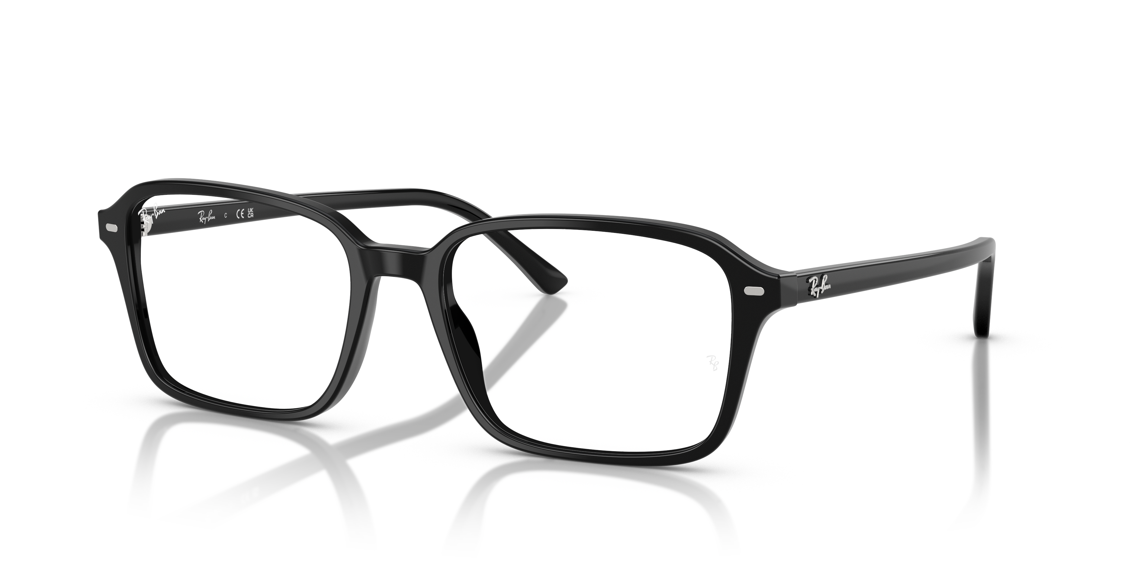 RAIMOND OPTICS Polished Black Frame Clear Lenses 54-18