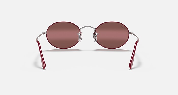 OVAL METAL Sunglasses in Bordeaux and Purple Bi-Mirror Grey