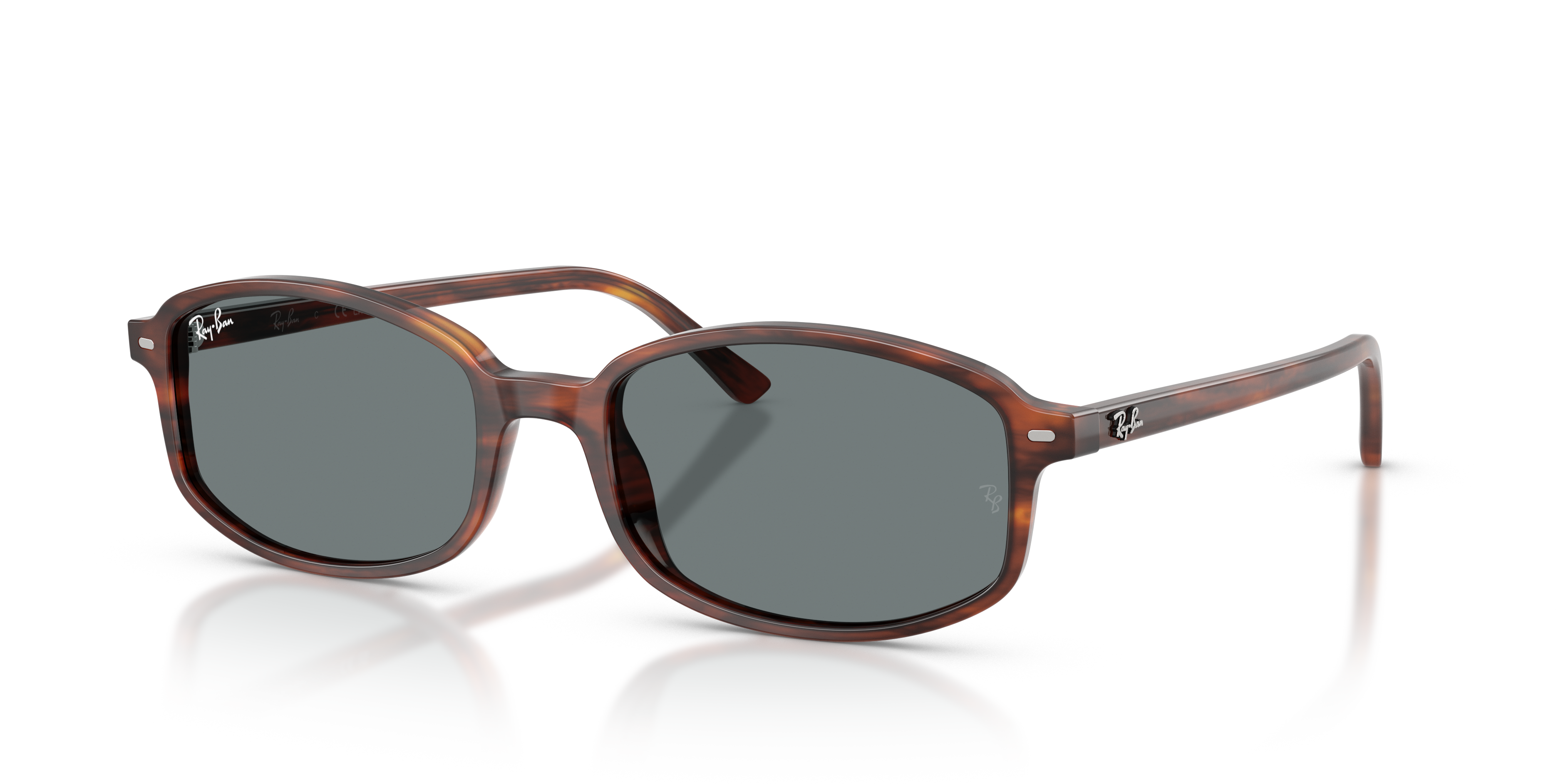 SAM Polished Striped Havana Frame Blue Lenses 54-19