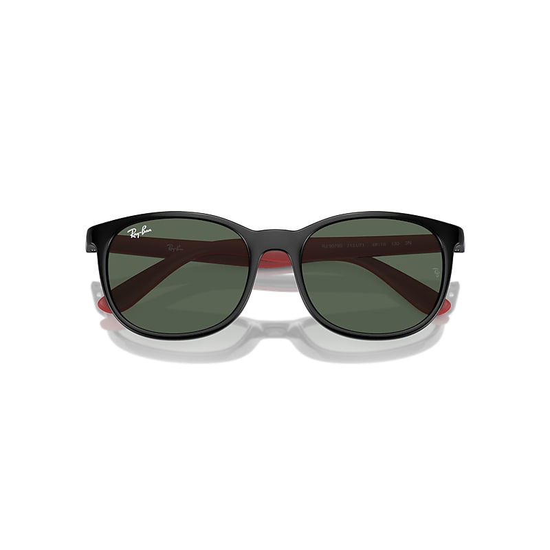 Ray-Ban Rb9079s Kids Bio-based Sunglasses Black On Red Frame Green Lenses 49-16