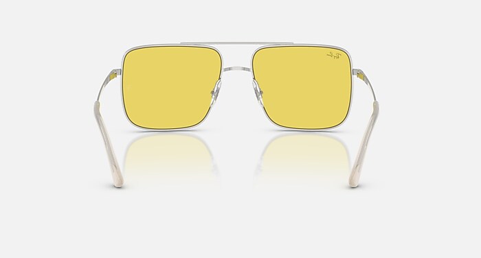 Ray-Ban Sunglasses Unisex Ari Bio-based - Silver Frame Yellow Lenses 56-16