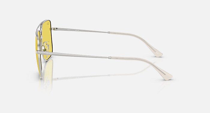 Ray-Ban Sunglasses Unisex Ari Bio-based - Silver Frame Yellow Lenses 56-16