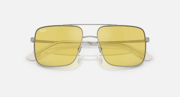 Ray-Ban Sunglasses Unisex Ari Bio-based - Silver Frame Yellow Lenses 56-16