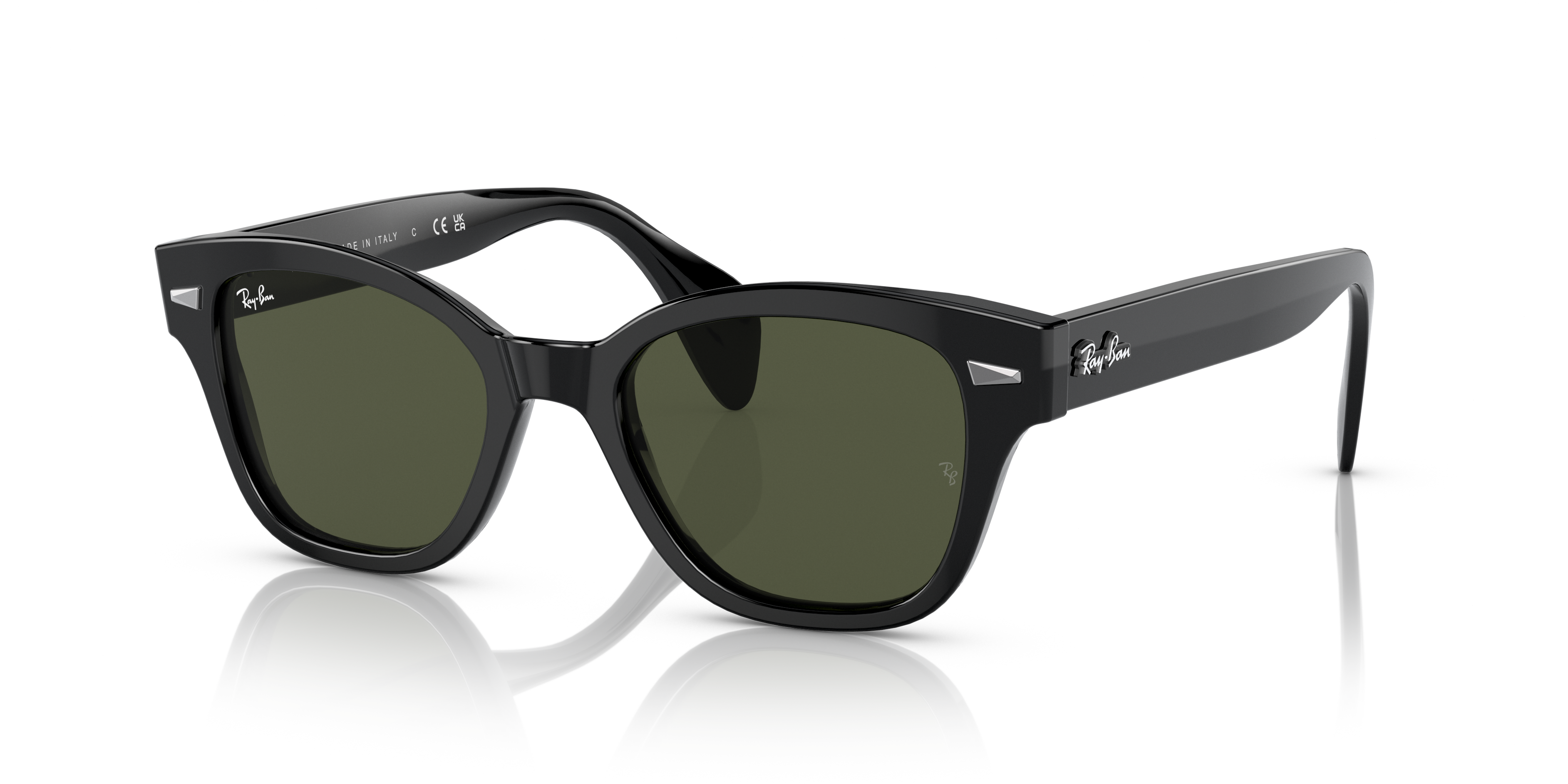 RB0880S Polished Black Frame Green Lenses 52-19