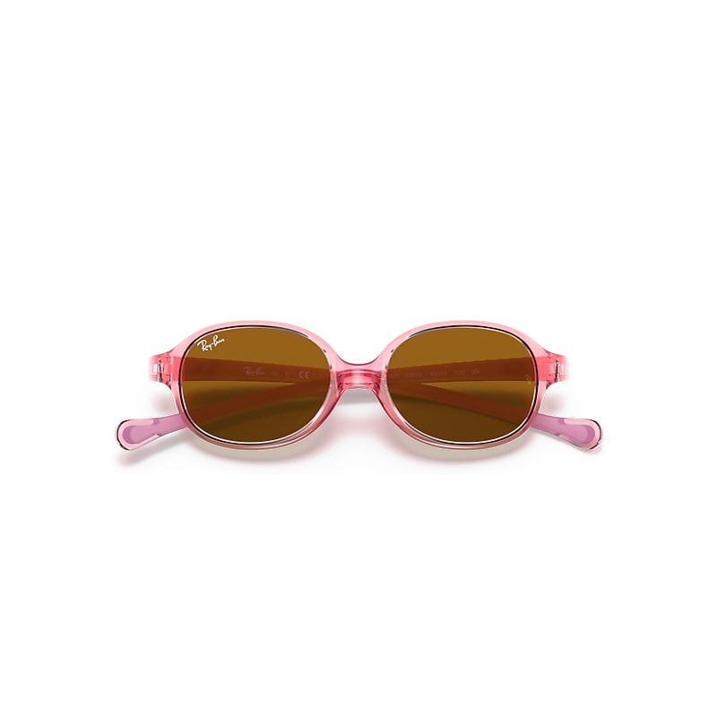Ray-Ban Rb9187s Kids Sunglasses Pink Frame Brown Lenses 41-14