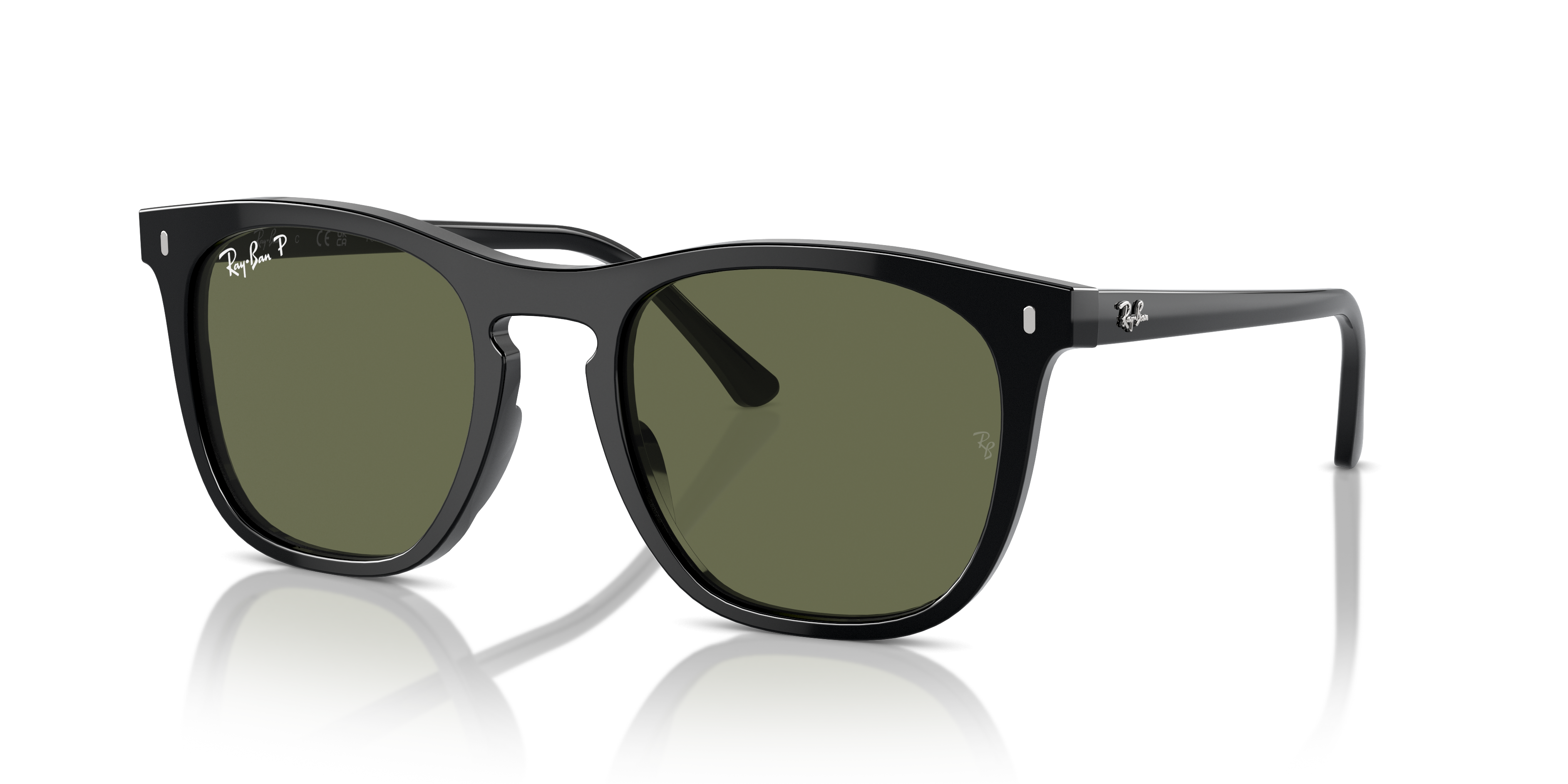RB2210 Polished Black Frame Green Lenses 53-21
