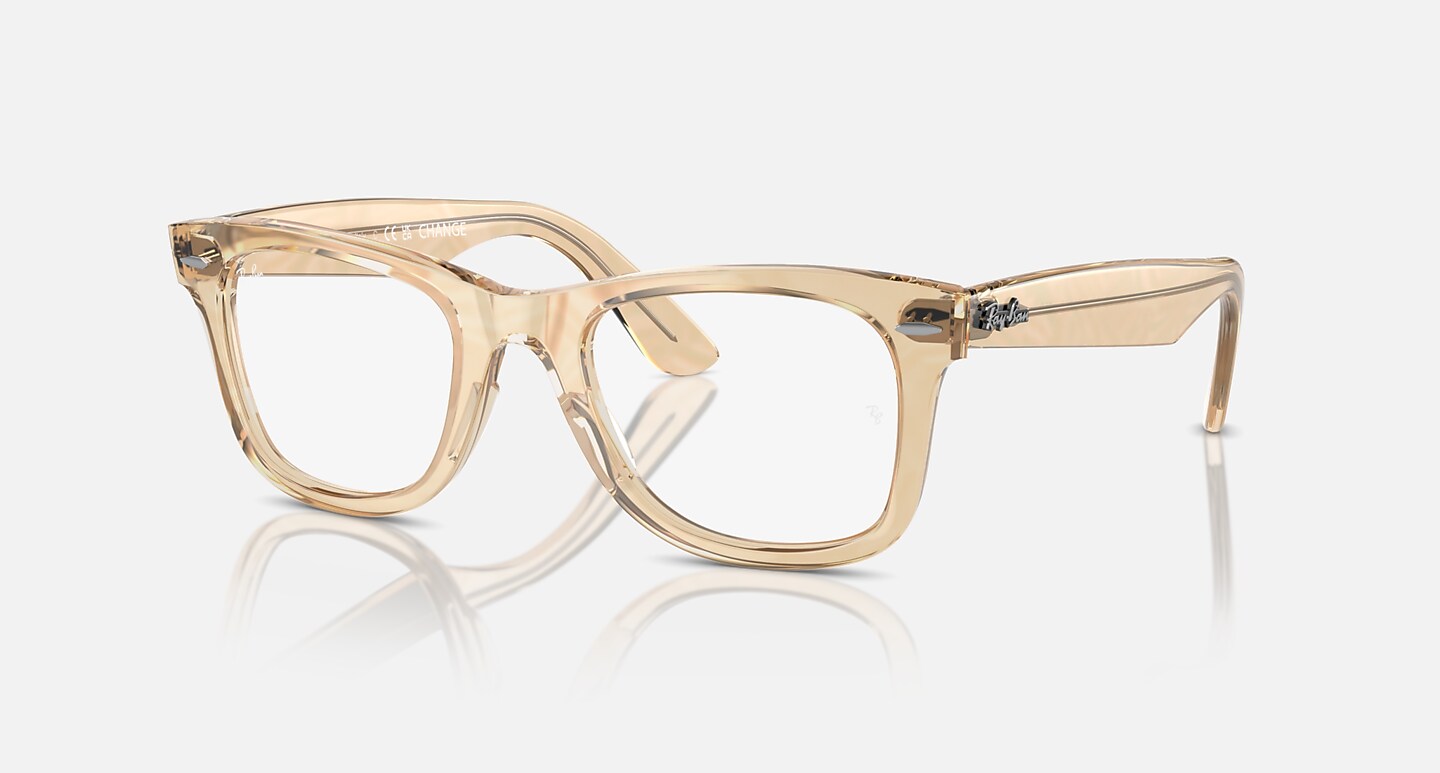 Ray-Ban Eyeglasses Unisex Wayfarer Ease Optics Change Limited Prescription - Photo Waves Brown Frame Demo Lens Lenses Polarized 50-22