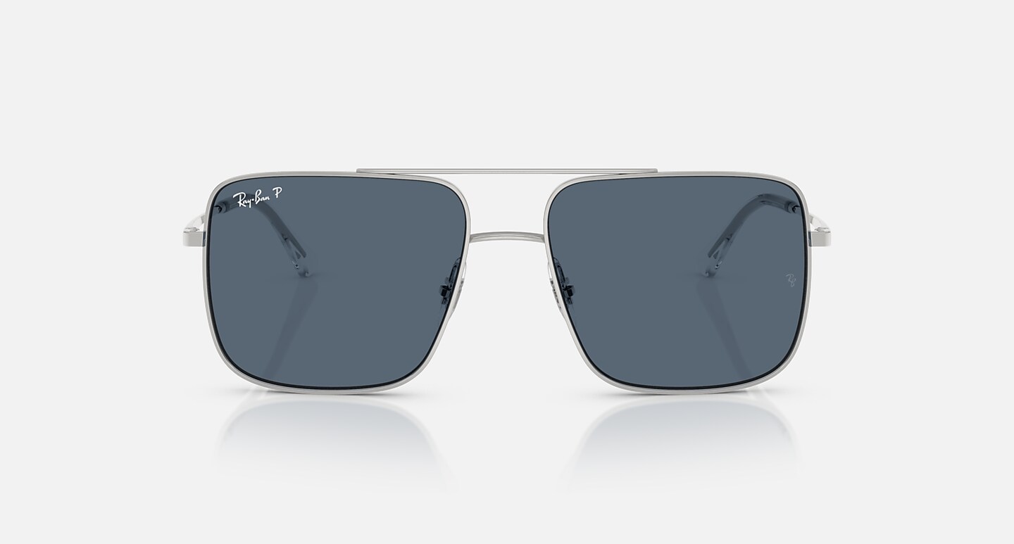 Ray-Ban Sunglasses Unisex Ari Bio-based - Silver Frame Blue Lenses 56-16 Polarized