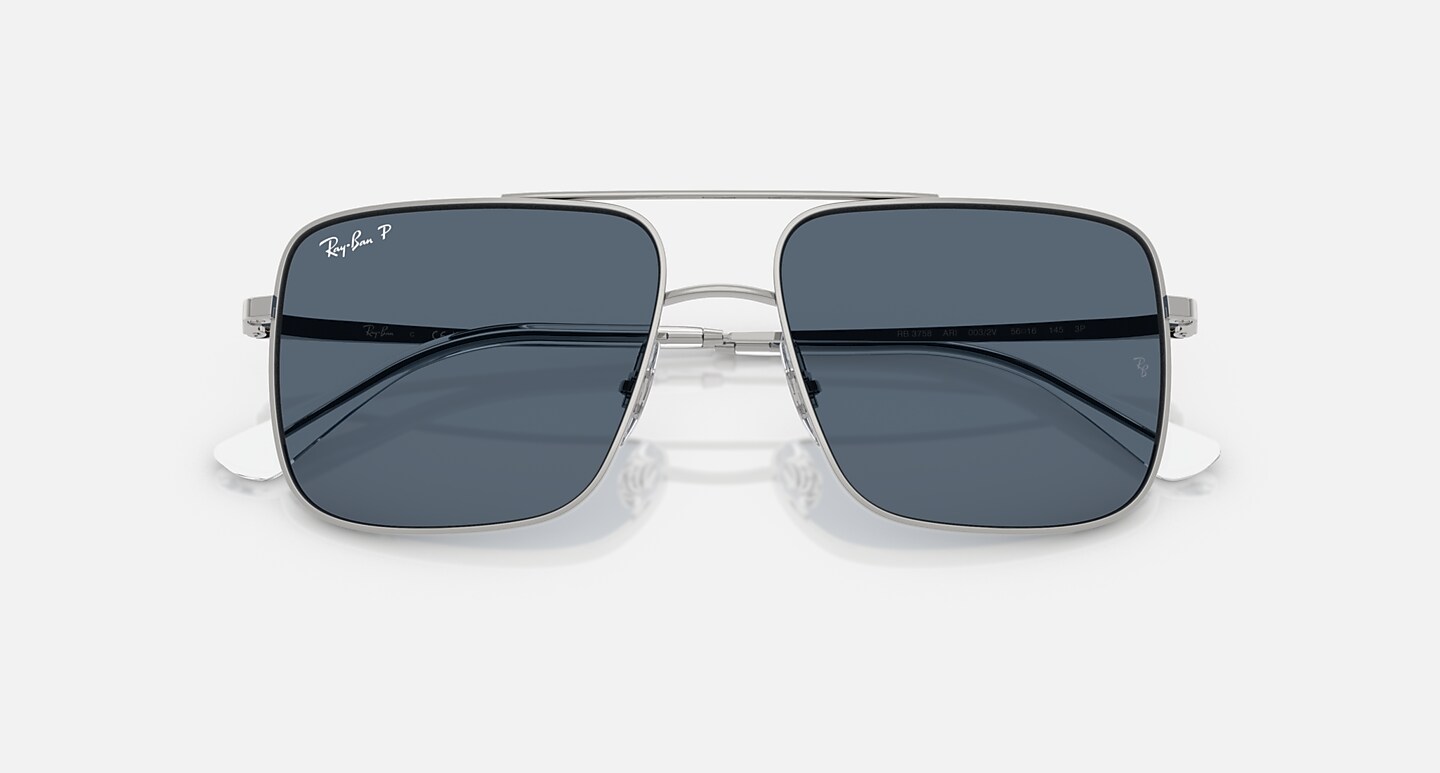Ray-Ban Sunglasses Unisex Ari Bio-based - Silver Frame Blue Lenses 56-16 Polarized
