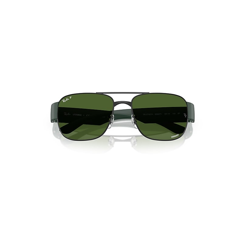Ray Ban Rb3756ch Chromance Sunglasses Sand Black Frame Green Lenses Polarized 56-18 In Sand Black