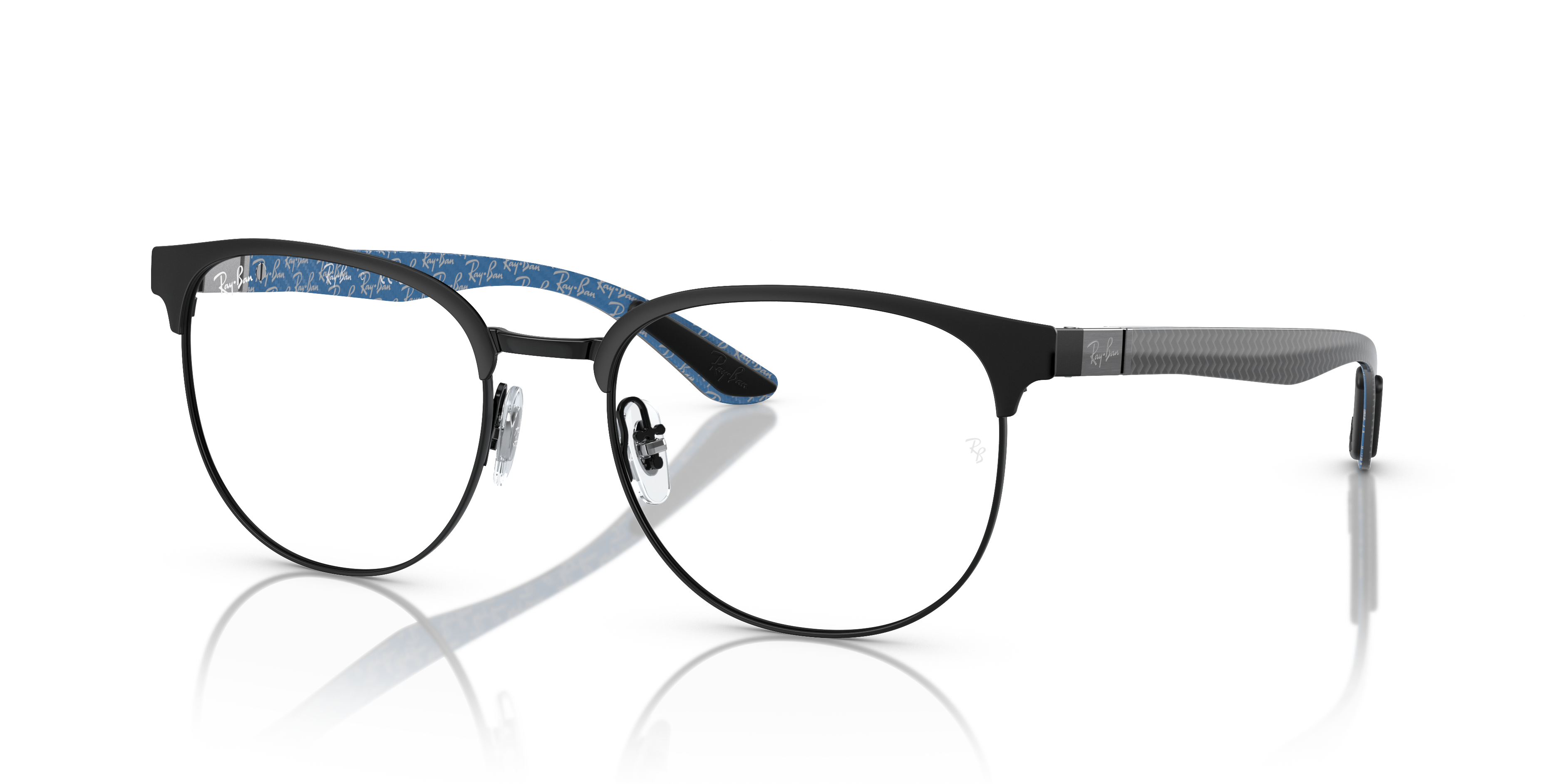 RB8422 OPTICS Polished Black Frame Clear Lenses 52-19