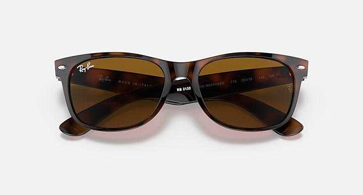 Ray-Ban Sunglasses Unisex New Wayfarer Classic - Light Havana Frame Brown Lenses 55-18