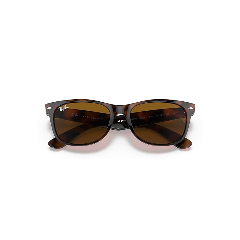 Ray-Ban New Wayfarer Classic Sunglasses Light Havana Frame Brown Lenses 58-18