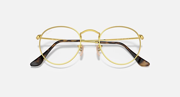 ROUND METAL OPTICS Eyeglasses with Arista Gold Frame RB3447V