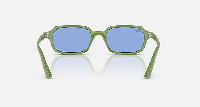 Ray-Ban Zuri Bio-based Sunglasses Cloudy Jungle Green Frame Blue Lenses 52-19