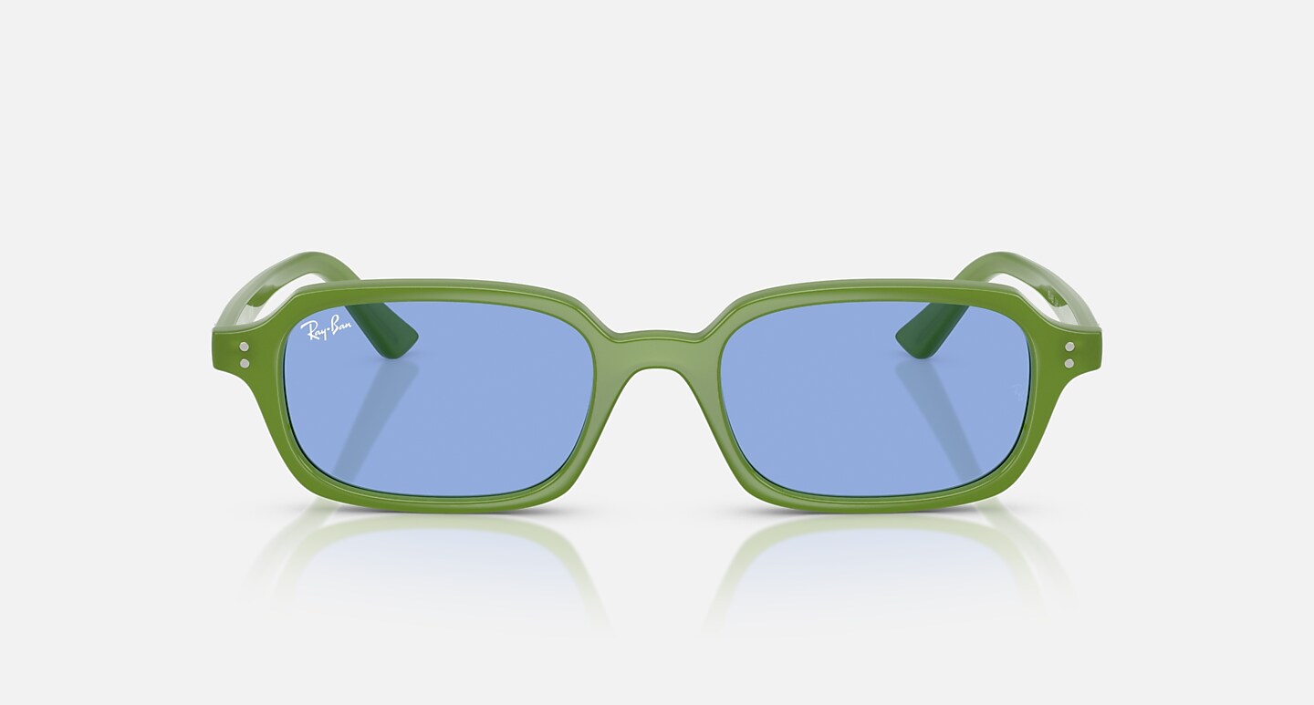 Ray-Ban Zuri Bio-based Sunglasses Cloudy Jungle Green Frame Blue Lenses 52-19