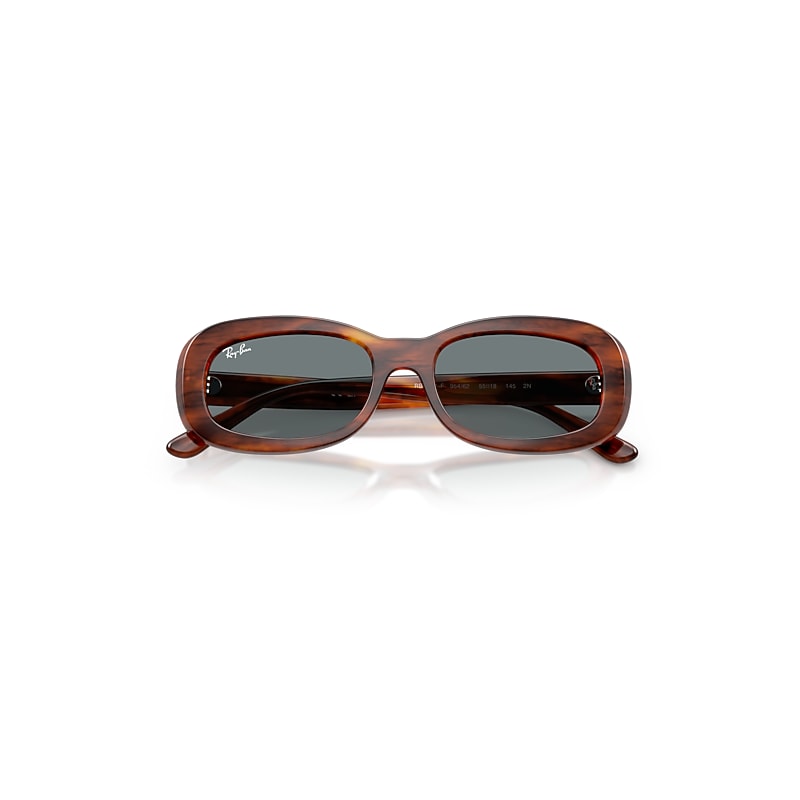 Ray Ban Rb2221 Sunglasses Striped Havana Frame Blue Lenses 55-18 In Brown