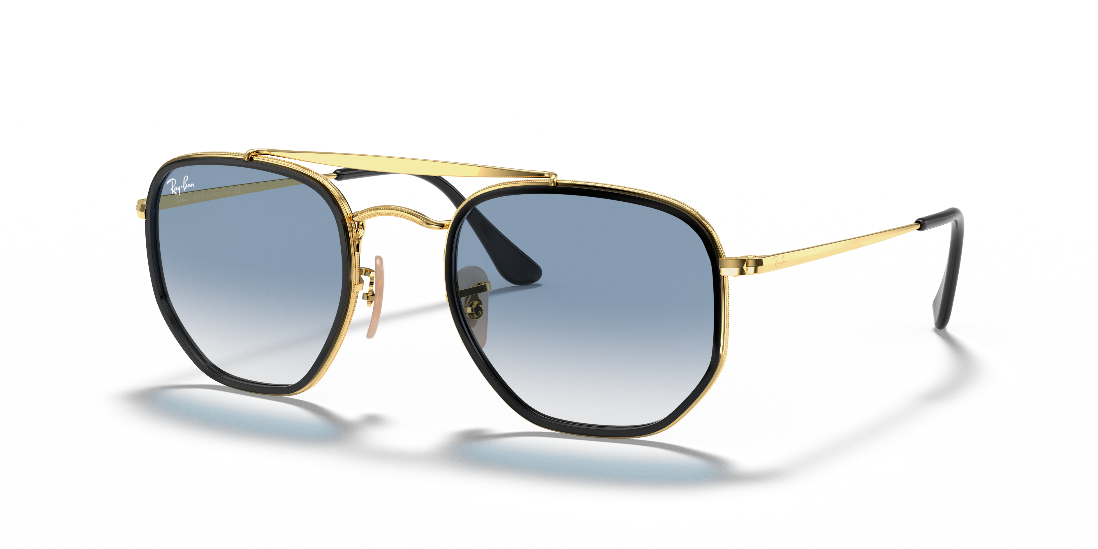 MARSHAL II Polished Arista Gold Frame Light Blue Gradient Lenses 52-23