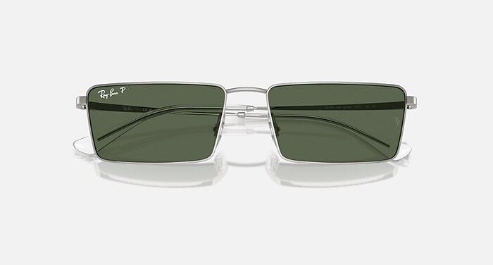 Ray-Ban Sunglasses Unisex Emy Bio-based - Silver Frame Green Lenses 56-17 Polarized