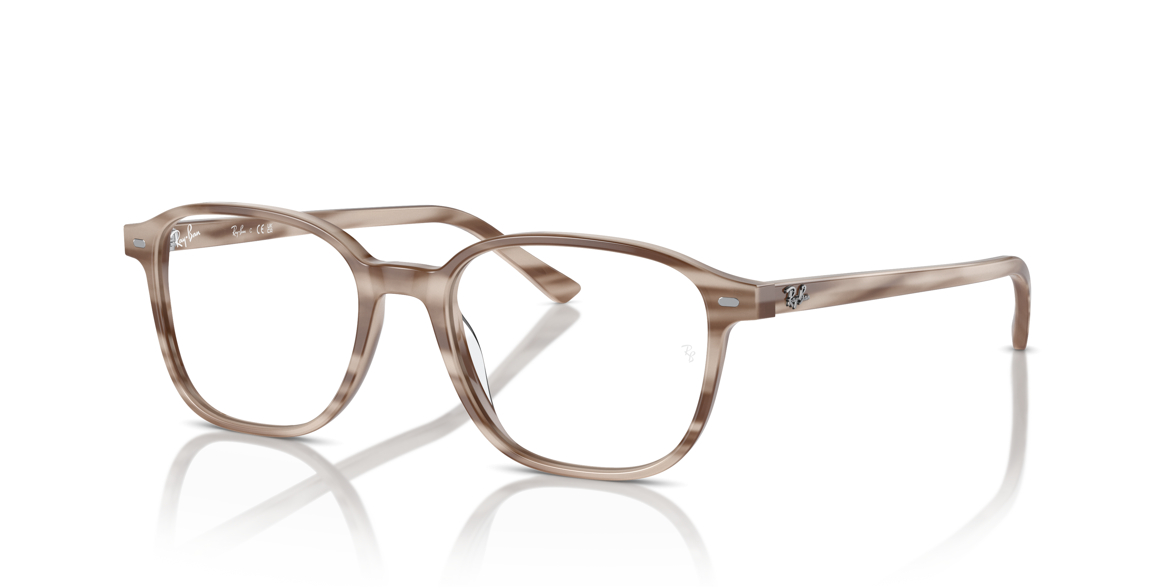 LEONARD OPTICS Polished Striped Beige Frame Clear Lenses 49-17