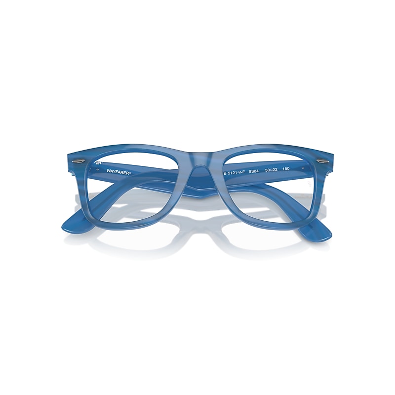 Ray-Ban Original Wayfarer Optics Change Eyeglasses Photo Striped Blue Frame Clear Lenses Polarized 50-22
