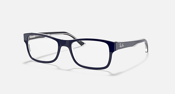 Ray-Ban Eyeglasses Unisex Rb5268 Optics Prescription - Blue Frame Clear Lenses 55-18 Polarized