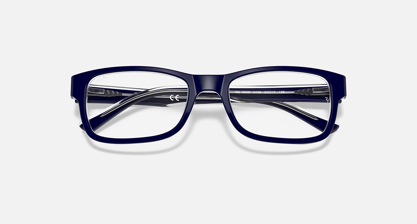 Ray-Ban Eyeglasses Unisex Rb5268 Optics Prescription - Blue Frame Clear Lenses 55-18 Polarized