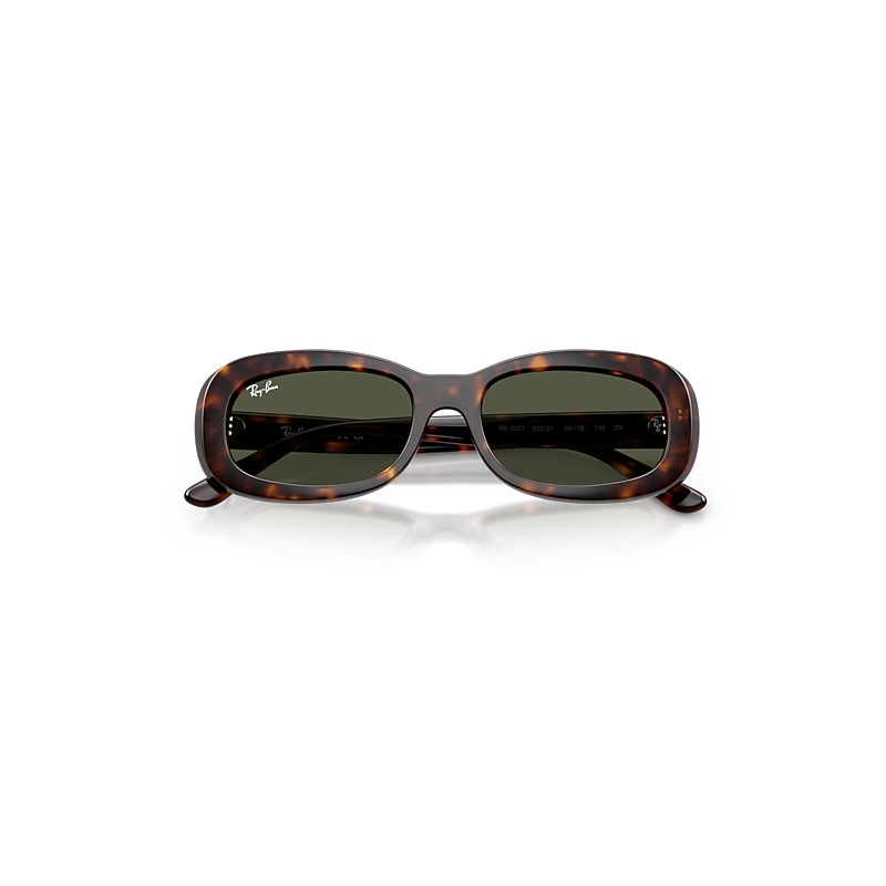 Ray Ban Rb2221 Sunglasses Havana Frame Green Lenses 55-18 In Brown