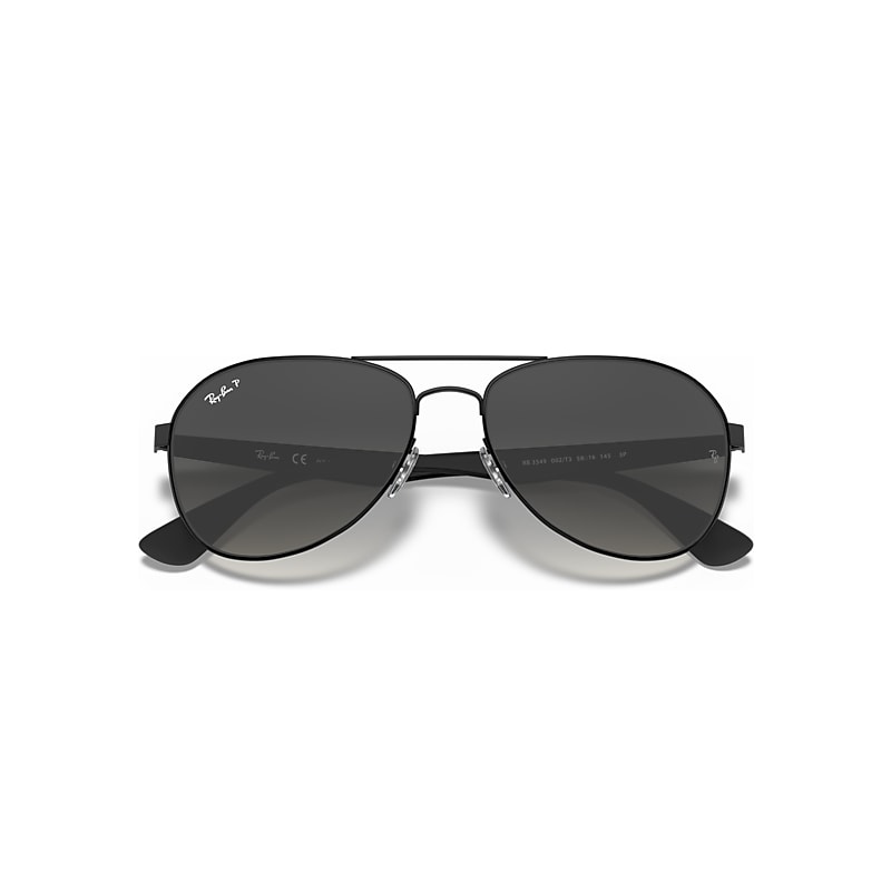 Ray-Ban Rb3549 Sunglasses Black Frame Grey Lenses Polarized 58-16