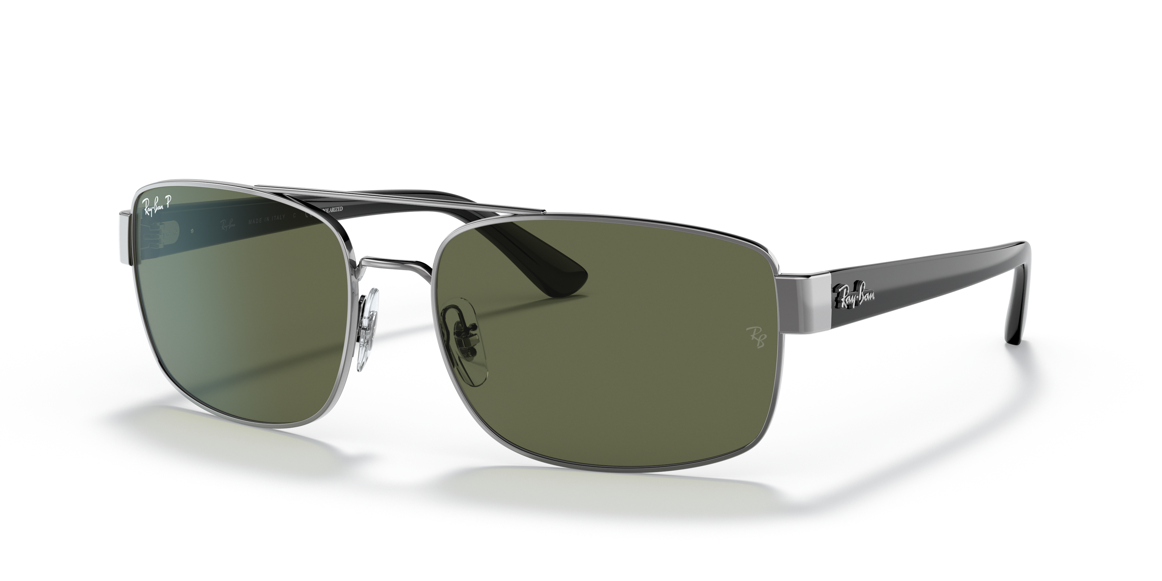 RB3687 Polished Gunmetal Frame Green Polar Lenses 61-17