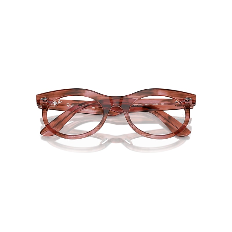 Ray-Ban Wayfarer Oval Optics Eyeglasses Striped Transparent Pink Frame Clear Lenses Polarized 53-22