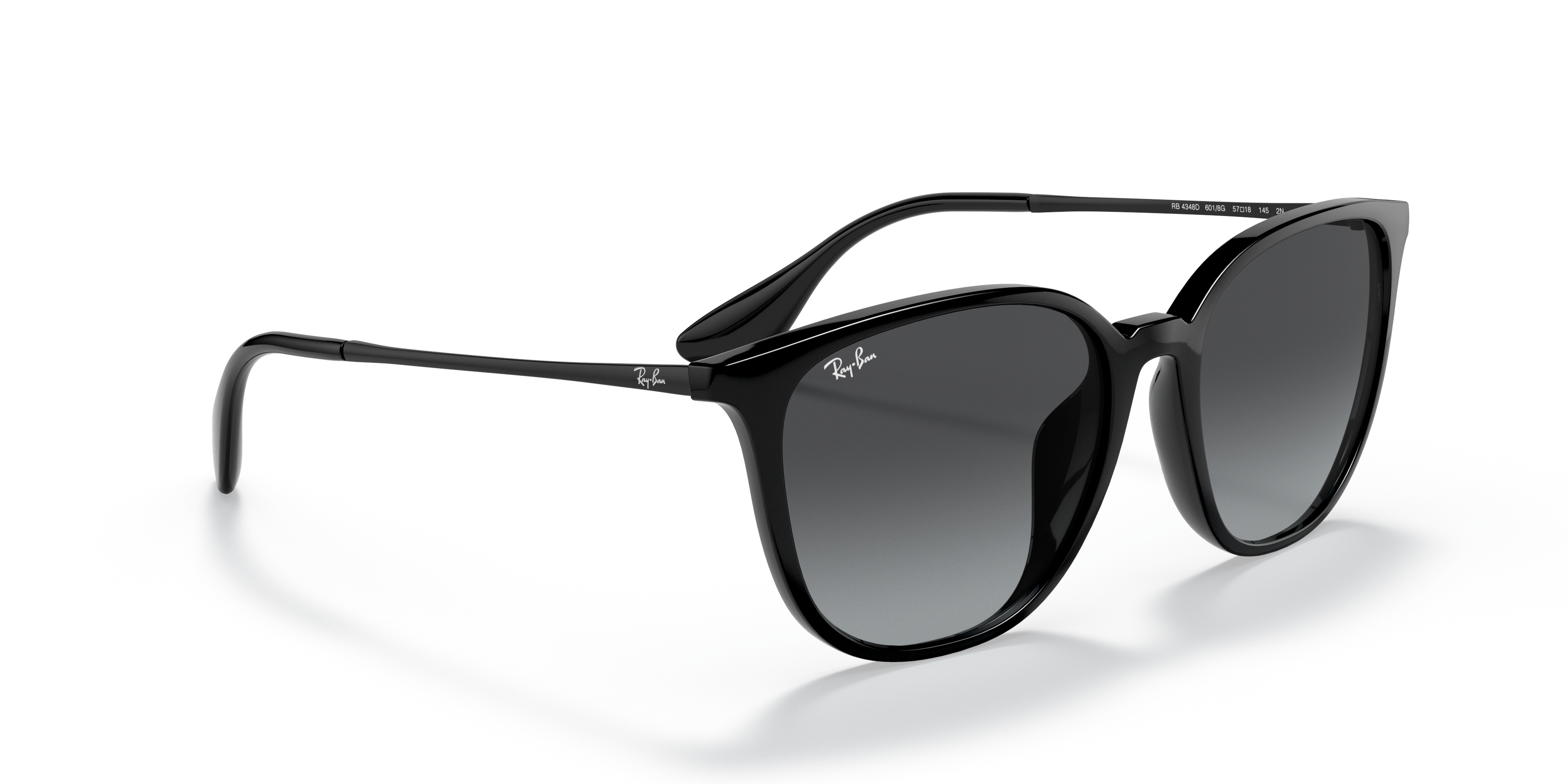 Ray-Ban RB 4348D 601/8G ブラックサングラス Black Sunglasses in Grey Gradient and RB4348D - RB4348D