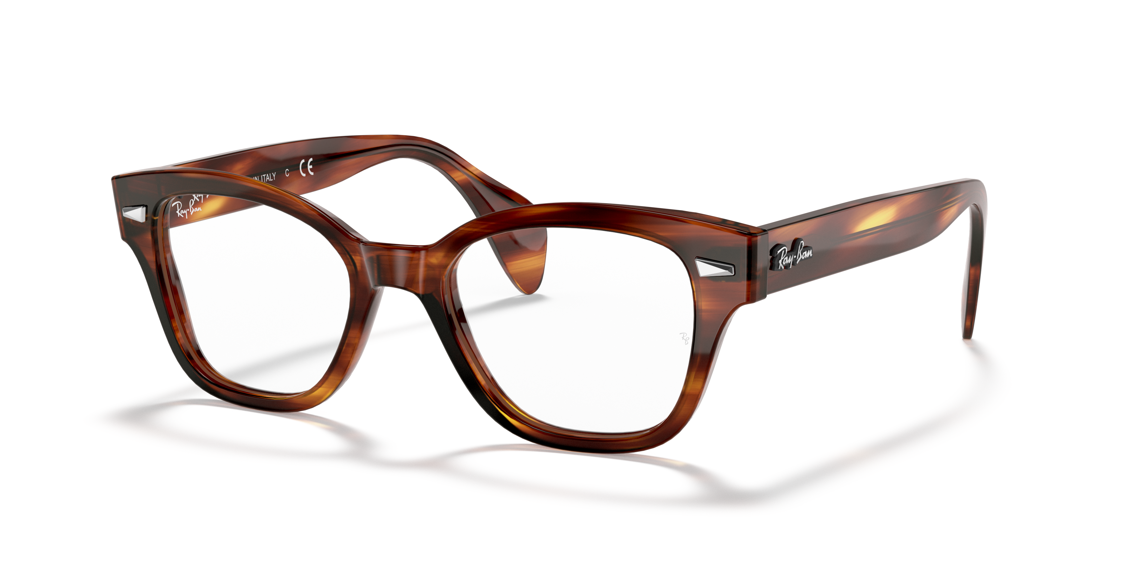 RB0880 OPTICS Polished Striped Havana Frame Clear Lenses 49-19
