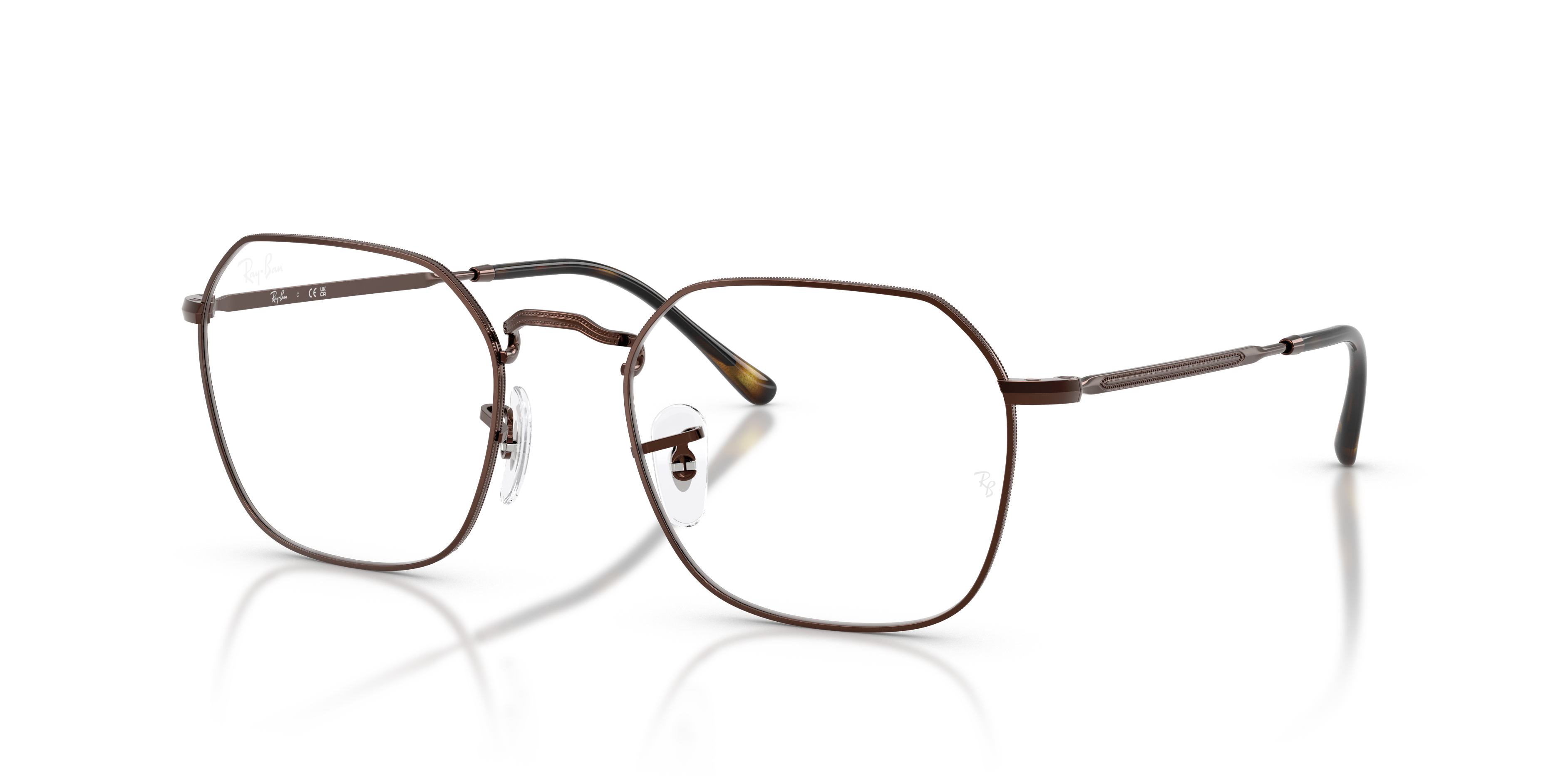 JIM OPTICS Polished Brown Frame Clear Lenses 51-20