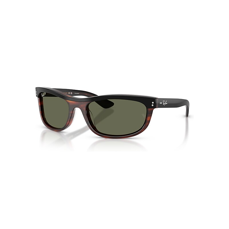 Ray-Ban Sunglasses Unisex Balorama Street Neat - Black On Havana Frame Green Lenses Polarized 62-19