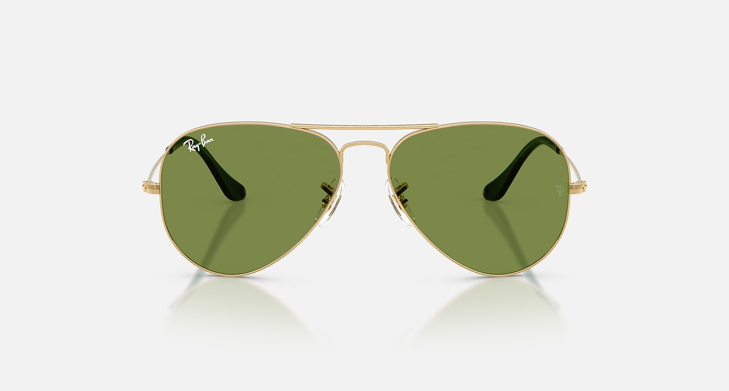 Ray-Ban Aviator Large Metal Sunglasses Arista Gold Frame Green Lenses 58-14