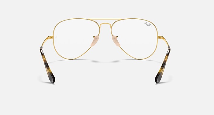 Ray-Ban Eyeglasses Unisex Aviator Optics Prescription - Shiny Rose Gold Frame Clear Lenses 58-14