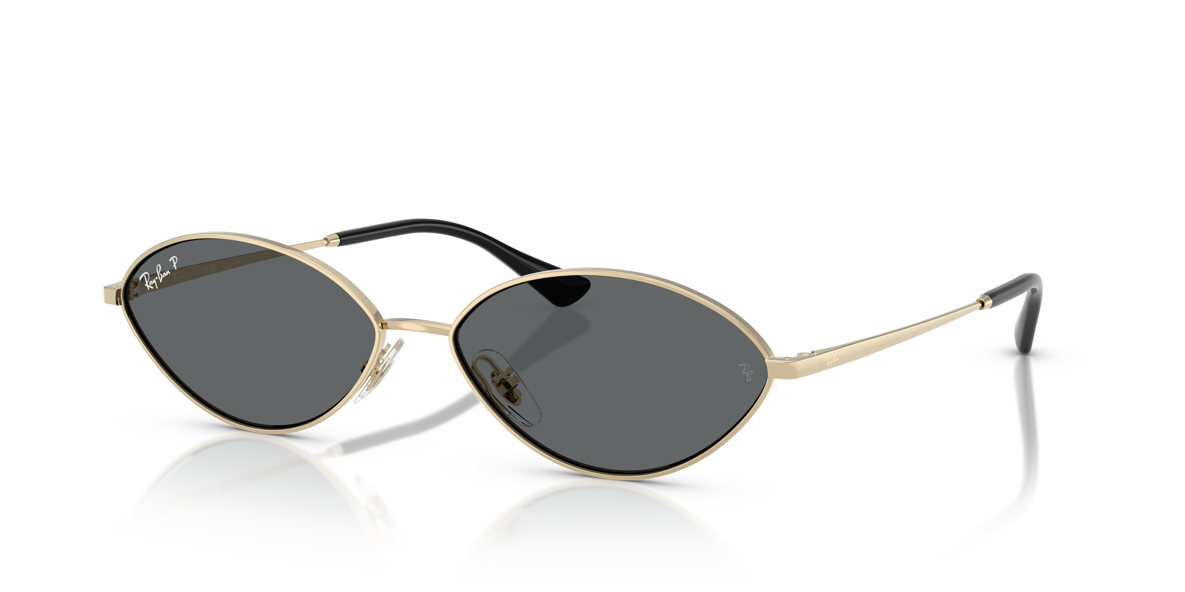 KAI BIO-BASED Polished Pale Gold Frame Dark Grey Polarized Lenses 56-15