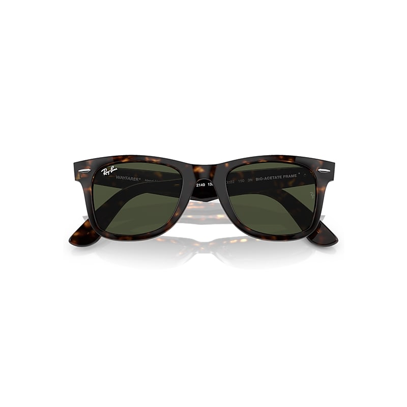 Ray-Ban Original Wayfarer Bio-based Sunglasses Havana Frame Green Lenses 50-22