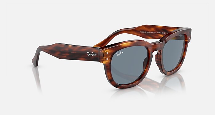 MEGA HAWKEYE Sunglasses in Striped Havana and Blue - RB0298S | Ray 